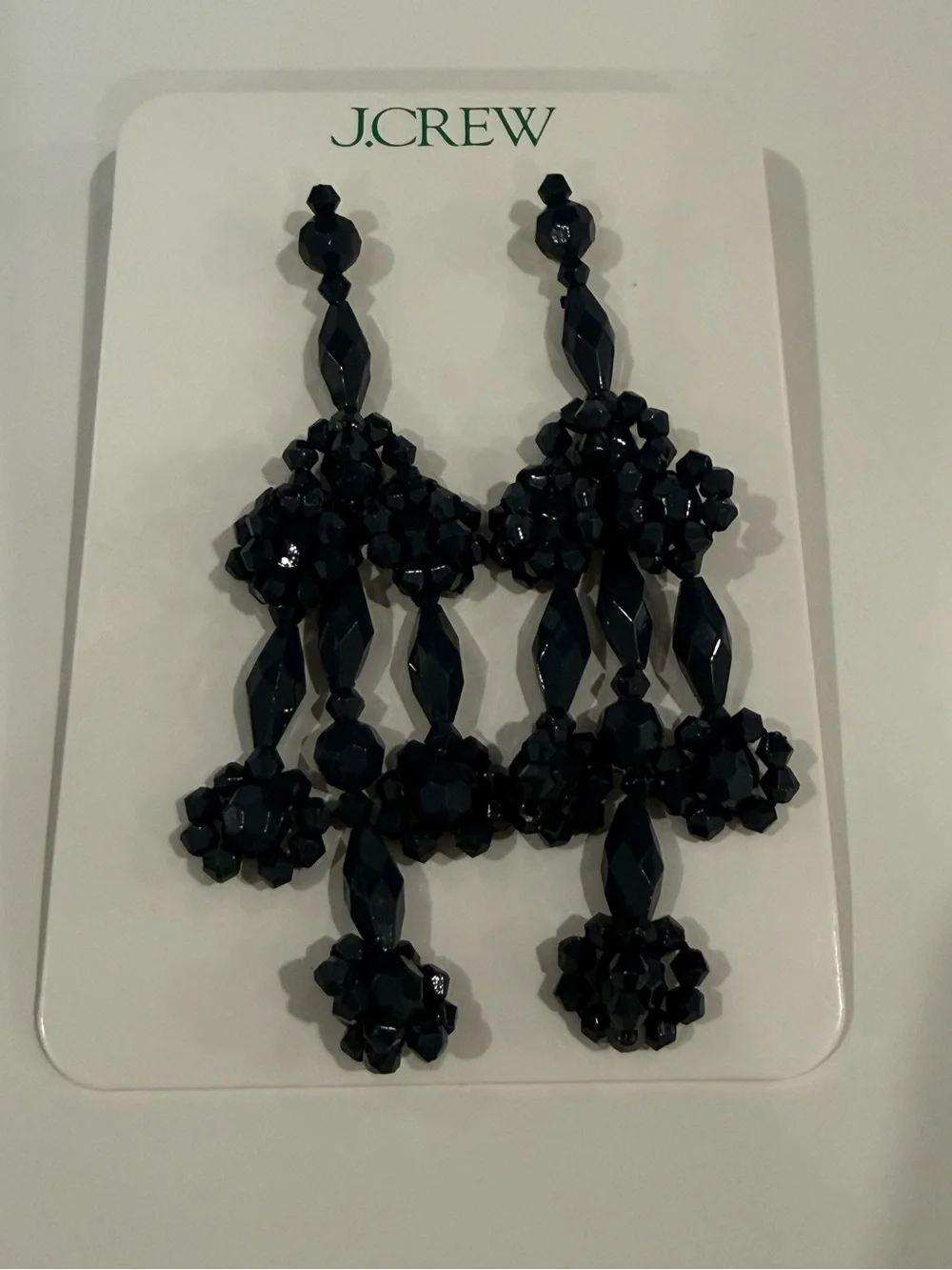 J. Crew Navy Beaded Cluster Drop Earrings